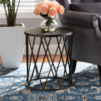 Baxton Studio H01-102535 Metal Side Table Finnick Modern Industrial Antique Black finished Metal End Tablec